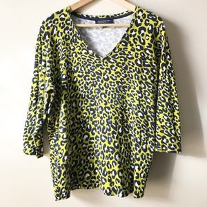 Jones New York 3/4 Sleeve Leopard Print Tee